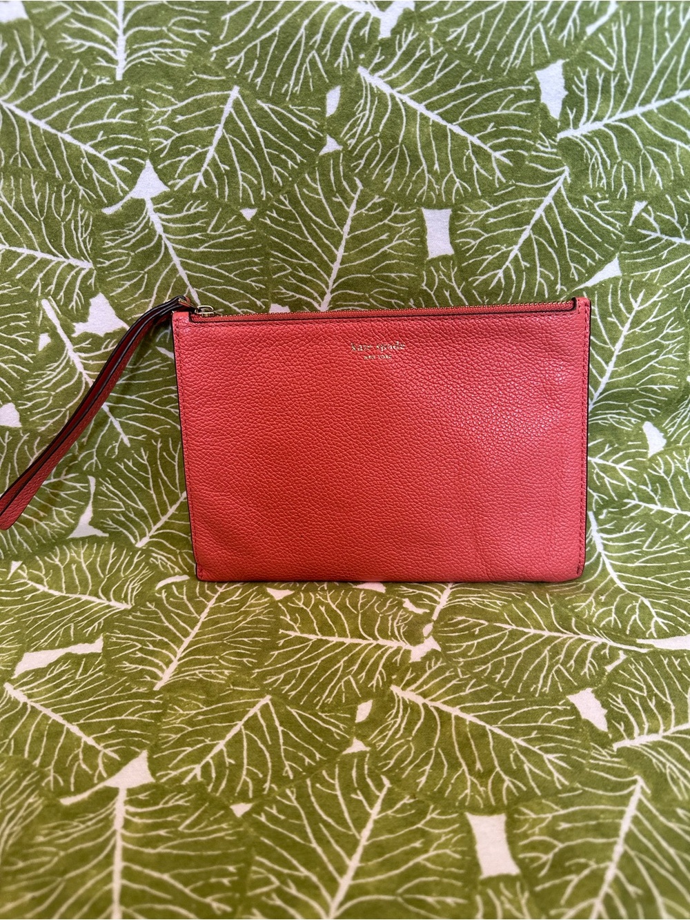 kate spade Coral Pebbled Leather Wristlet